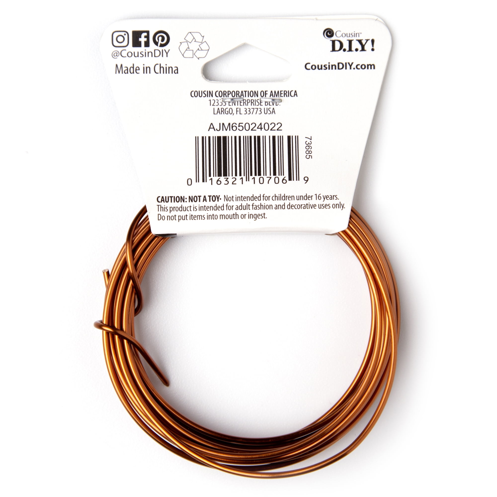 Cousin DIY Coated Copper Wire, Brown Finish, 16 Gauge, 9 ft Roll