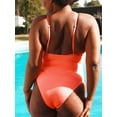 thumbnail image 4 of POSESHE Plus Size Swimwear for women, One Piece Tummy Control Swimsuits, Orange 12, 4 of 5
