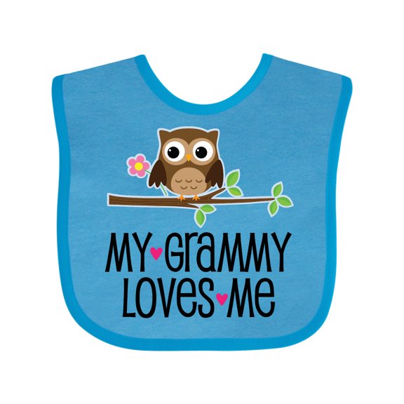 Inktastic Grammy Loves Me Grandchild Owl Girls Baby Bib