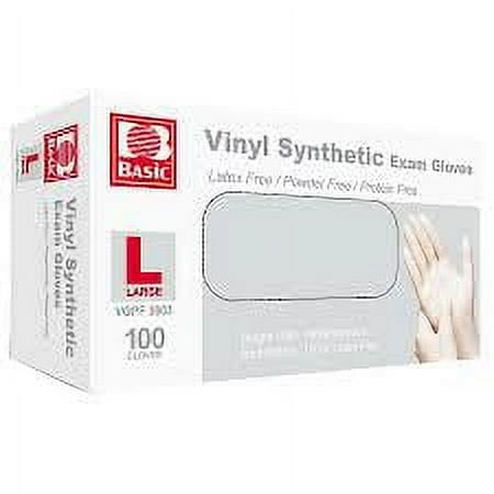 basic vinyl synthetic exam gloves 10 pack size l
