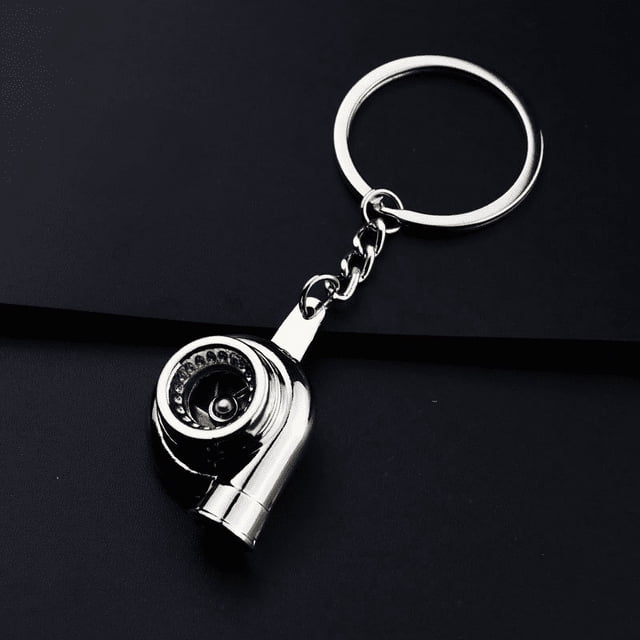 Keychain Automotive Part Car Gift Key Chain Ring Car modification turbocharged keychain Metal Turbo Keychain Pendant(color:silver