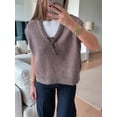 thumbnail image 4 of Womens Fall Fashion Sweater Tops Trendy Western Knit Business Casual Work Cap Sleeve Vest Cute Outfits Tops Khaki M, 4 of 9
