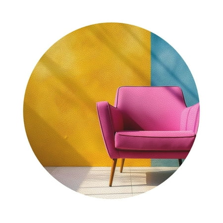 

Matuu Bright Pink Chair for Cup Coasters Set of 6 Leather Coasters Desk Coasters for Office Measures 4” x 4” Round Shape