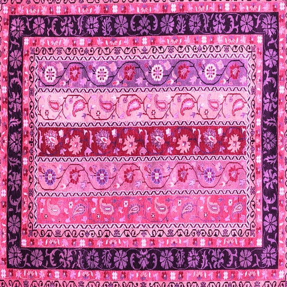 Ahgly Company Indoor Square Abstract Pink Contemporary Area Rugs, 4' Square