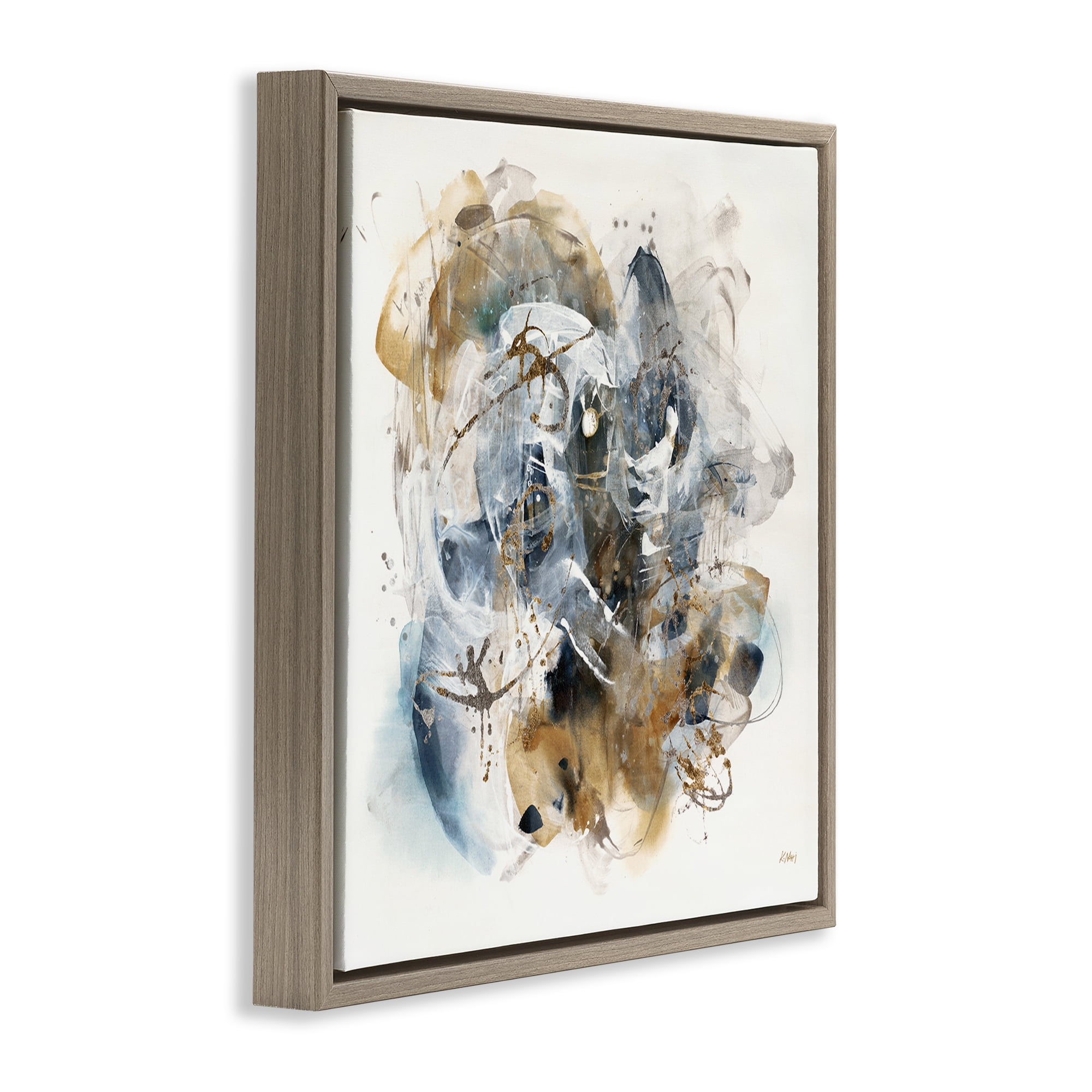 Stupell Industries Southwestern Paint Splatter Abstract Painting Brown Floater Framed Canvas Art Print Wall Art, 18 x 18