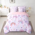 thumbnail image 3 of Manfei Dreamy Rainbow Full Size Bedding Sets, Star Cloud Moon Full Size Bed in a Bag, Lavender, Pink Reversible, 7-Piece, 3 of 6