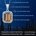 thumbnail image 2 of Gem Stone King 2.36 Ct Emerald Cut Brown Tiger Eye 925 Sterling Silver Pendant with Chain, 2 of 5