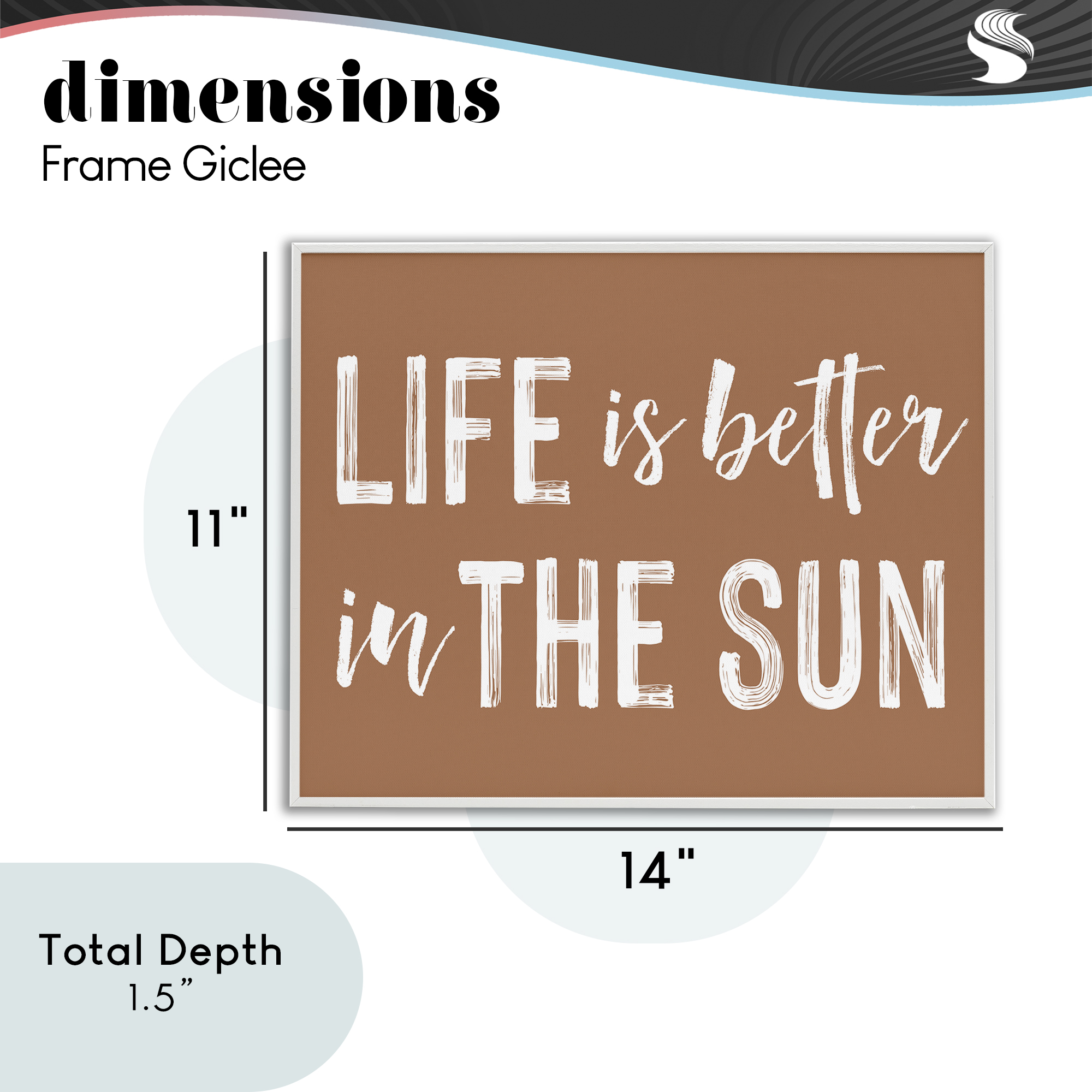 Life Better In Sun Brown White Framed Giclee Art, design by Lettered and Lined