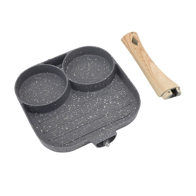 4 Hole Frying Pan, Anti Scalding Black Omelet Pan Large Capacity For Kitchen For Gas And Induction Cooker Black