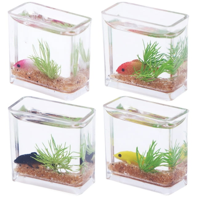 4pcs Miniature Fish Bowls Doll House Fish Tanks Miniature Goldfish Tank Ornaments