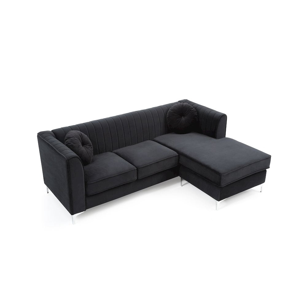 Glory Furniture Delray Sofa Chaise in Black Color