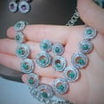 thumbnail image 3 of Red CZ Big Round Choker Necklace Earrings Bridal Wedding Banquet Jewelry Set, 3 of 9