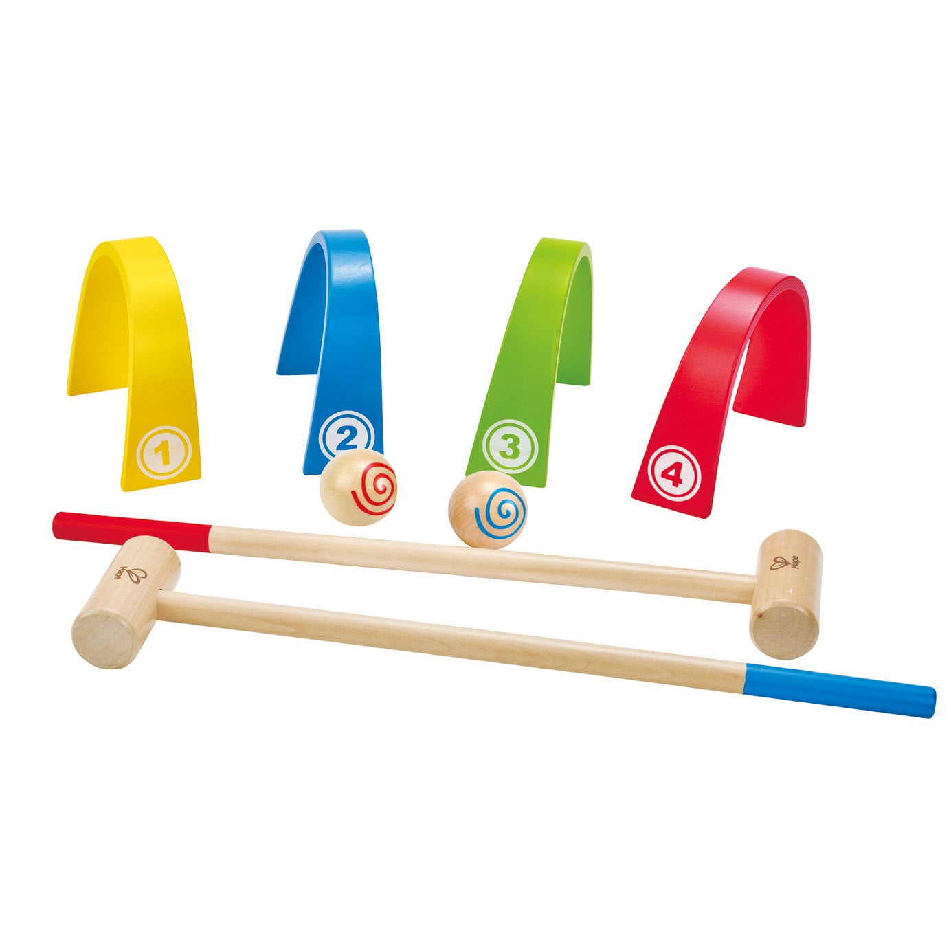 Hape Wooden Kids Outdoor Backyard or Indoor Colorful Croquet Set for 2