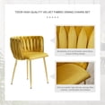 thumbnail image 2 of Tzicr Velvet Dining Chairs Set of 6, Modern Woven Upholstered Dining Chairs with Gold Metal Legs,Luxury Tufted Dining Chairs for Living Room, Bedroom, Kitchen (YELLOW), 2 of 6