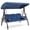 Blue, variant on Homrest 3 Person Patio Outdoor Porch Swing with Adjustable Canopy, Backrest, Swing Bed with Stand for Garden,Deck