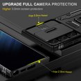 thumbnail image 6 of Armor Case for Samsung Galaxy S25 Ultra, Sliding Lens Camera Cover Protection Ring Kickstand Compatible with Magnetic Car Mount Holder Military Grade Hybrid Rugged PC Soft TPU Shockproof Case,Black, 6 of 7