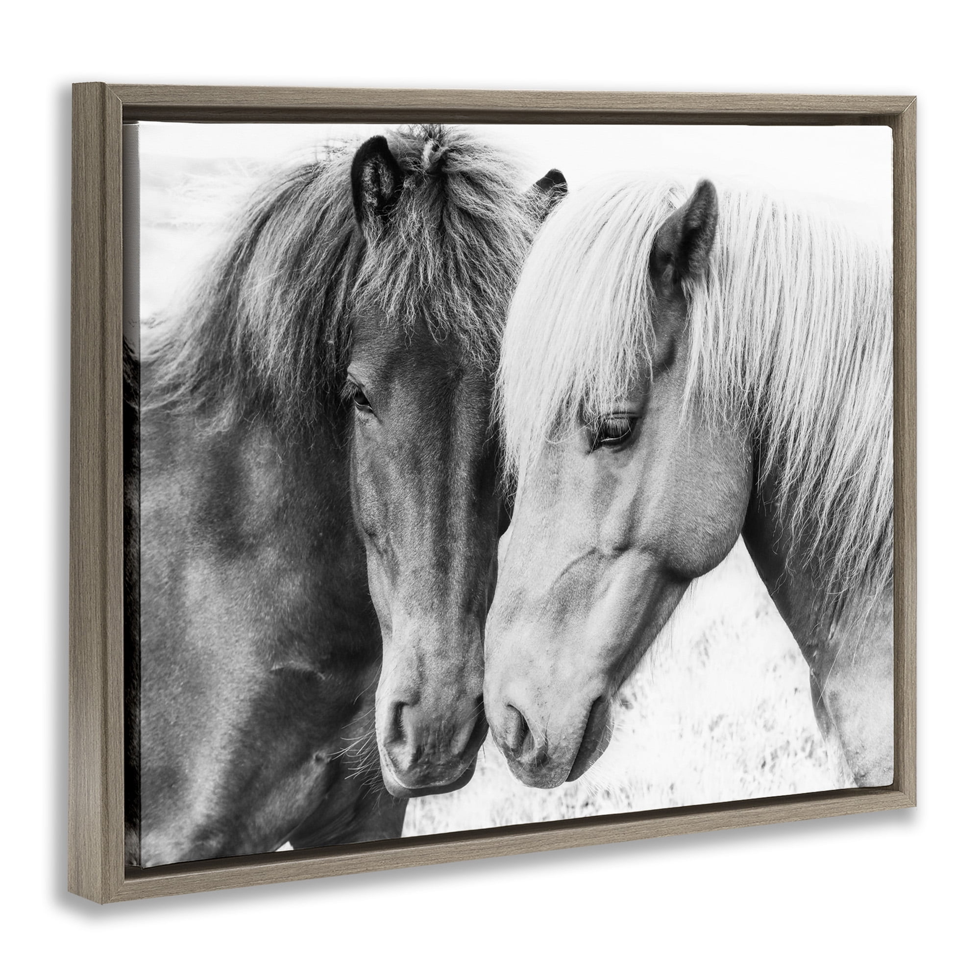 Stupell Industries Horse Love Duo Portrait Animals & Insects Photography Brown Floater Framed Canvas Art Print Wall Art, 31 x 25