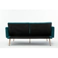 thumbnail image 4 of Velvet Futon Couch, Convertible Futon Sofa Bed with 2 Pillows and Rose Gold Metal Feet Modern Tufted Button Loveseat Sofa Accent Sofa Daybed Folding Recliner for Living Room, 600 LBS Capacity, Teal, 4 of 7
