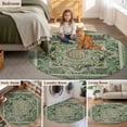 thumbnail image 5 of Round Rugs 4Ft, Teal Boho Round Area Rug Washable Indoor Throw Carpet, Ehtnic Modern Geometric Abstract Art Soft Non Slip Circle Rug for Kitchen Nursery Room Home Decor Aesthetic, 5 of 8