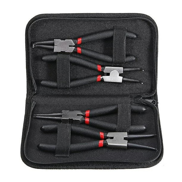 Juego de alicates de circlip de 4 Uds., alicates de punta larga de 7 pulgadas, alicates doblados rectos, alicates doblados rectos internos y externos, herramienta de extracción de anillo de reten