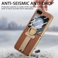 thumbnail image 6 of Compatible for Samsung Galaxy Z Flip5 Wristband Case with Diamond Ring Holder Kickstand, Electroplated Premium PU Leather Screen Protective Film Shockproof Slim Folding Cover for Galaxy Z Flip5, Brown, 6 of 16