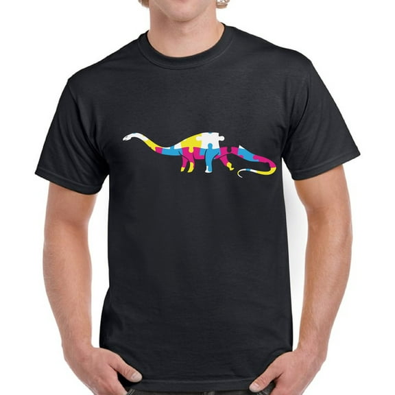 Autism Awareness Men T-Shirt S M L XL 2XL 3XL 4XL 5XL Graphic Tee Dinosaur Puzzle