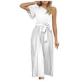 thumbnail image 2 of EGNMCR Robes de Fête pour Femmes Robe d'Été pour Femmes Ajustée Plissée avec Ceinture Robe à Manches Courtes à une Épaule, 2 of 5