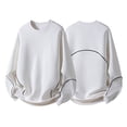 thumbnail image 4 of AWZXDE Men's Crewneck Sweatshirt Classic Fit Breathable Blend Long Sleeve Pullover Versatile Basic Top White,XXXL, 4 of 8
