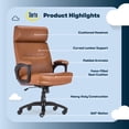 thumbnail image 3 of Serta Comfort Executive Big & Tall Ergonomic Office Chair Bonded Leather Cognac, 3 of 11
