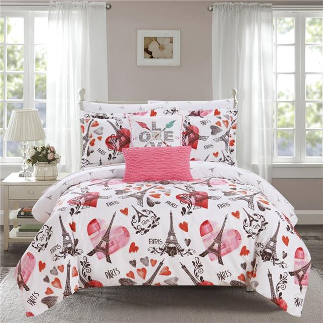 Chic Home BCS15969-US Ensemble de Couette Réversible 9 Pièces chez Jo - Multi Couleur&44; Taille Réelle
