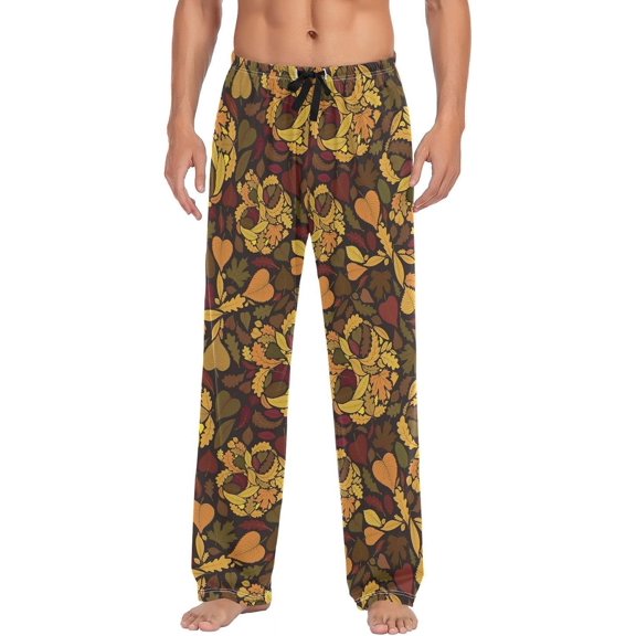 GZHJMY Pajama Pants for Men - Maple Skulls, Loose Lightweight PJs Lounge Sleep Bottoms with Pockets Drawstring, Pajama Bottoms for Home and Rest, X-Large