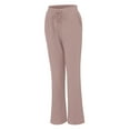 thumbnail image 3 of Patlollav Womens Casual Cotton And Linen Solid Drawstring Elastic Waist Long Straight Pants, 3 of 5