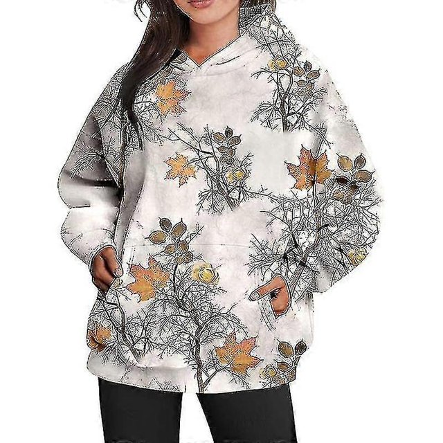 Women Camo Hoodie Print Oversized Fleece Sweatshirt Casual Pullover With Pockets