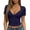 Navy, variant on Women's Sweetheart Neck Short Sleeve Crop Top Slim Fit Casual Summer Form Fitted Solid Basic T Shirt Tops,S