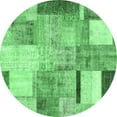thumbnail image 1 of Ahgly Company Indoor Round Patchwork Emerald Green Transitional Area Rugs, 7' Round, 1 of 4