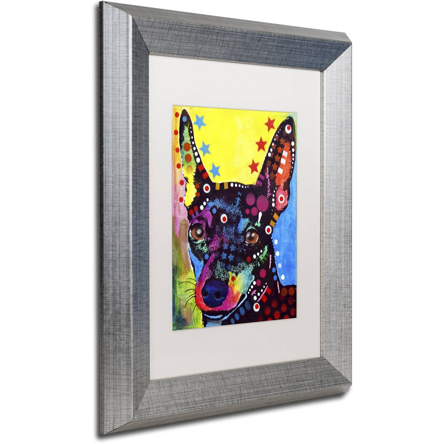 Trademark Fine Art "Miniature Pinscher" Canvas Art by Dean Russo, White Matte, Silver Frame