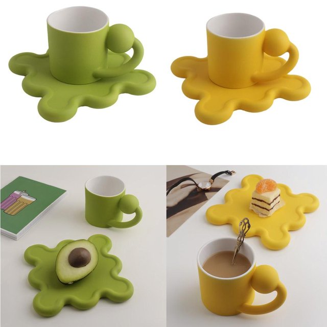 de 2 tazas de de cerámica con platillo de tazas de de 8.5 onzas para Cappuccino Latte perfecl taza de café