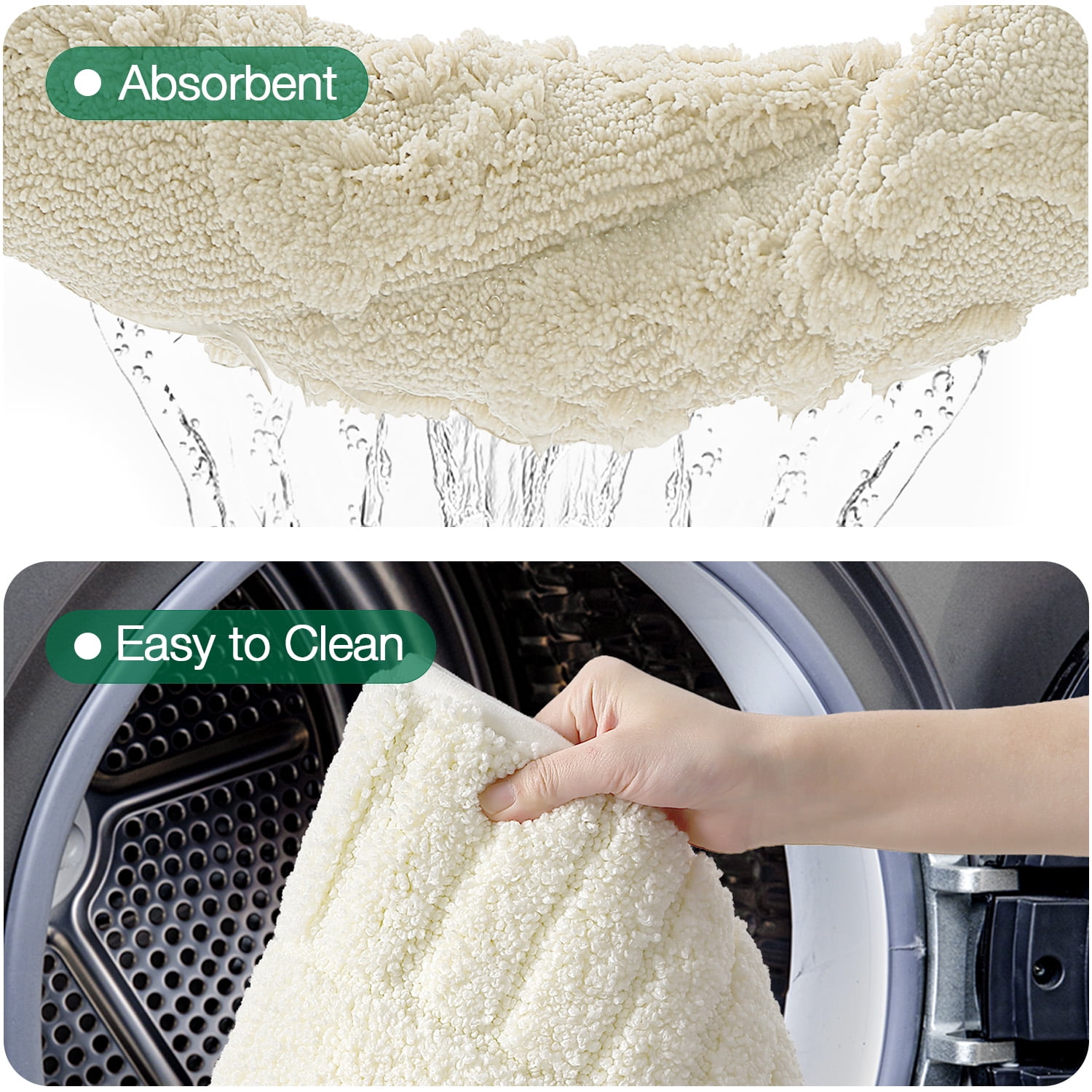 FRABE Bathroom Rugs Non Slip with Rubber Backing, Extra Soft Plush Microfiber Bath Rug Absorbent, Machine Washable Bath Mat Quick Dry for Tub, Shower, Ivory White, 20"x32"