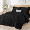 thumbnail image 2 of Lipa King Size Comforter Set,5-Piece Bed in a Bag,All Season Bedding Set,Ruched Design,Comforter,Pillowcases and Shams,Black, 2 of 8