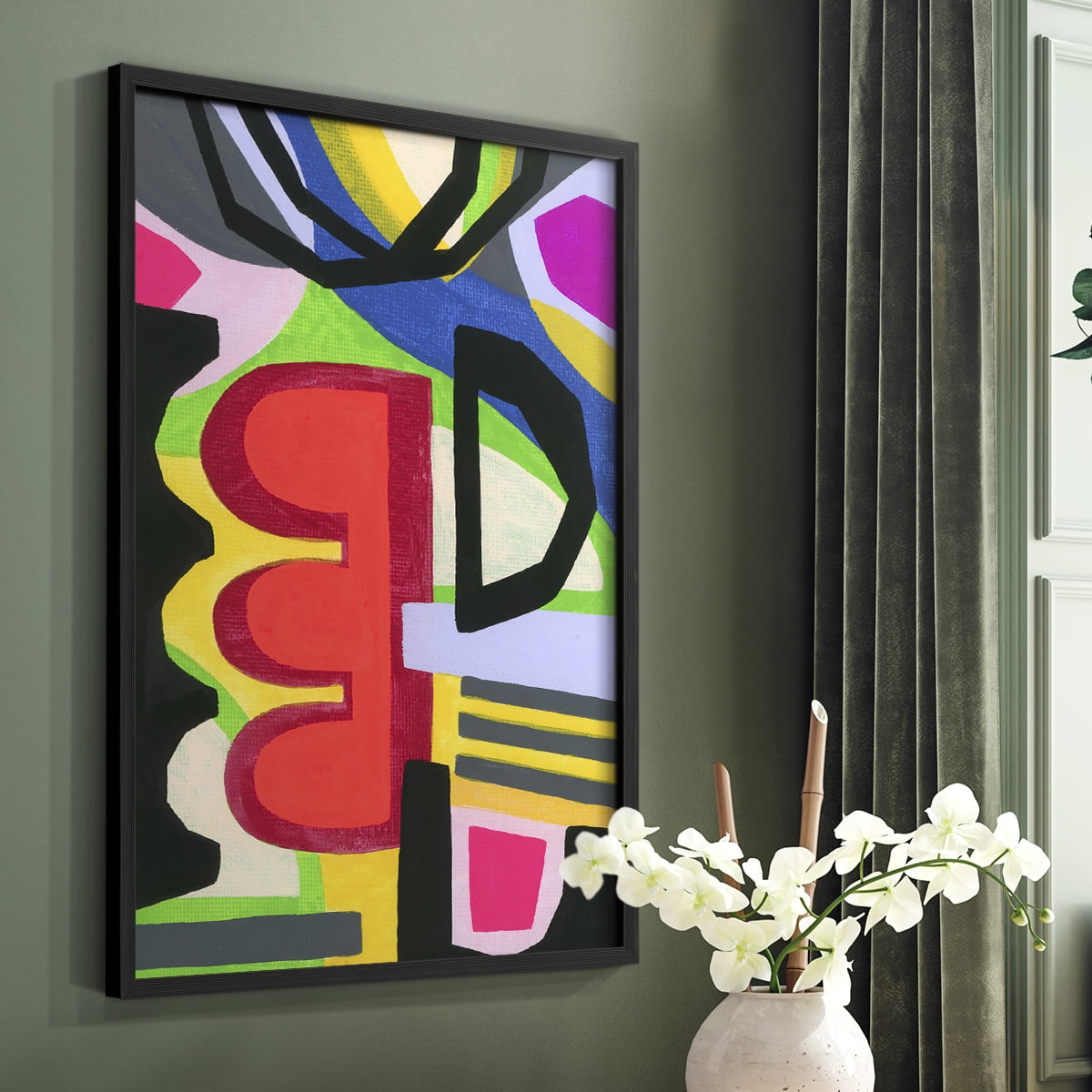 Bold Shape Shift I Framed Print in Black Solid Wood Framed Print No Nail Hanging