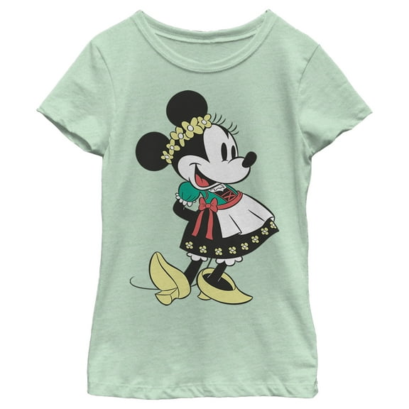 Girl's Mickey & Friends Minnie Mouse German Oktoberfest Dirndl Graphic Tee Mint X Small
