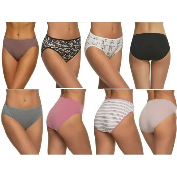 Felina Full Coverage Hi-Cut 8 Pack Women's Panties Assorted Size: M, Color: Dark Navy 32
