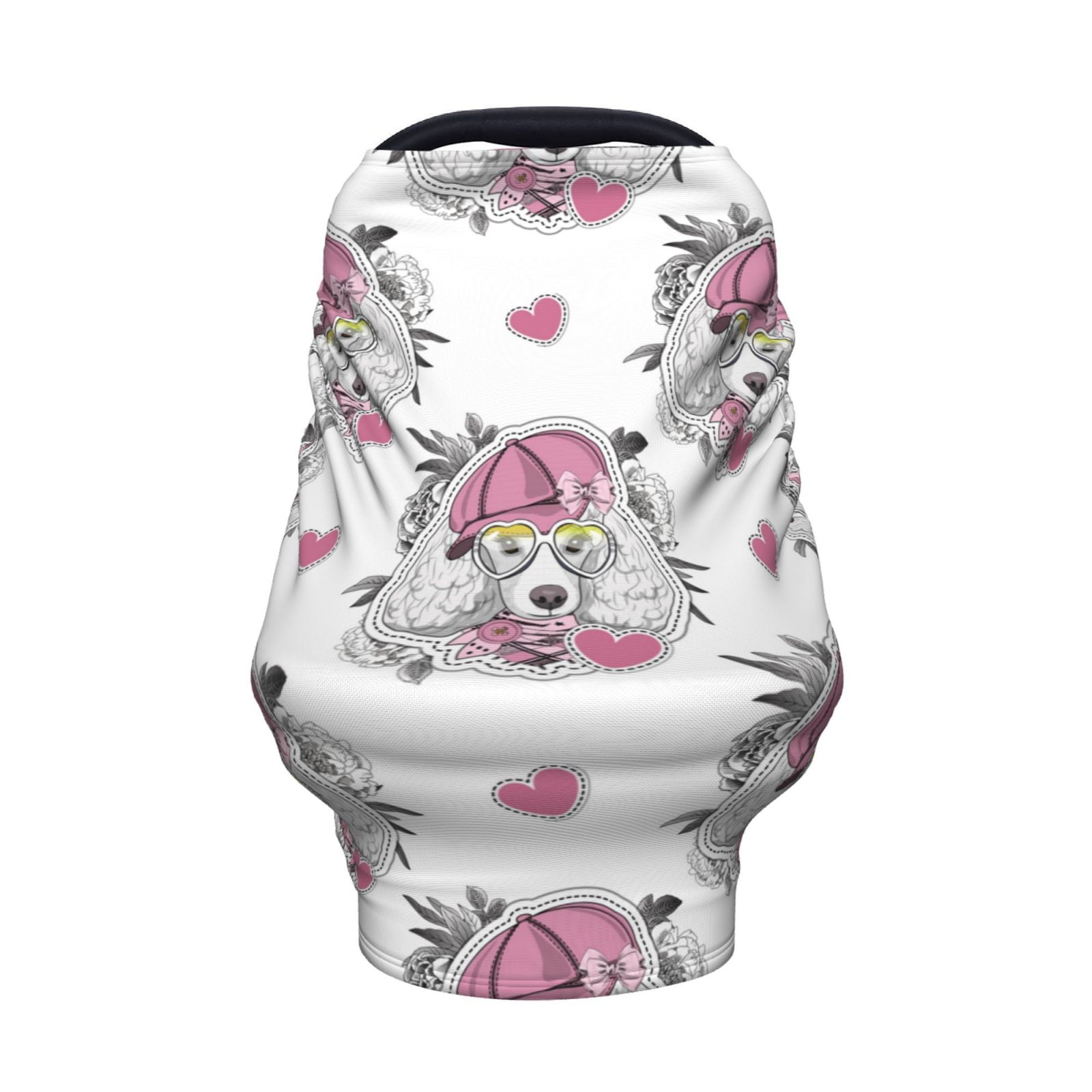 Fotbe Cartoon Poodle Dog Pattern Car Seat Covers for Babies, Nursing Breastfeeding Cover Carseat Canopy, Soft Stretchy Carrier Cover