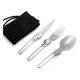 thumbnail image 1 of Cubiertos plegables de acero inoxidable para acampar, cubiertos portátiles para acampar, utensilios de viaje para viajes al aire libre, picnic, camping, senderismo, Fontainebleau, 4 piezas, 1 of 5