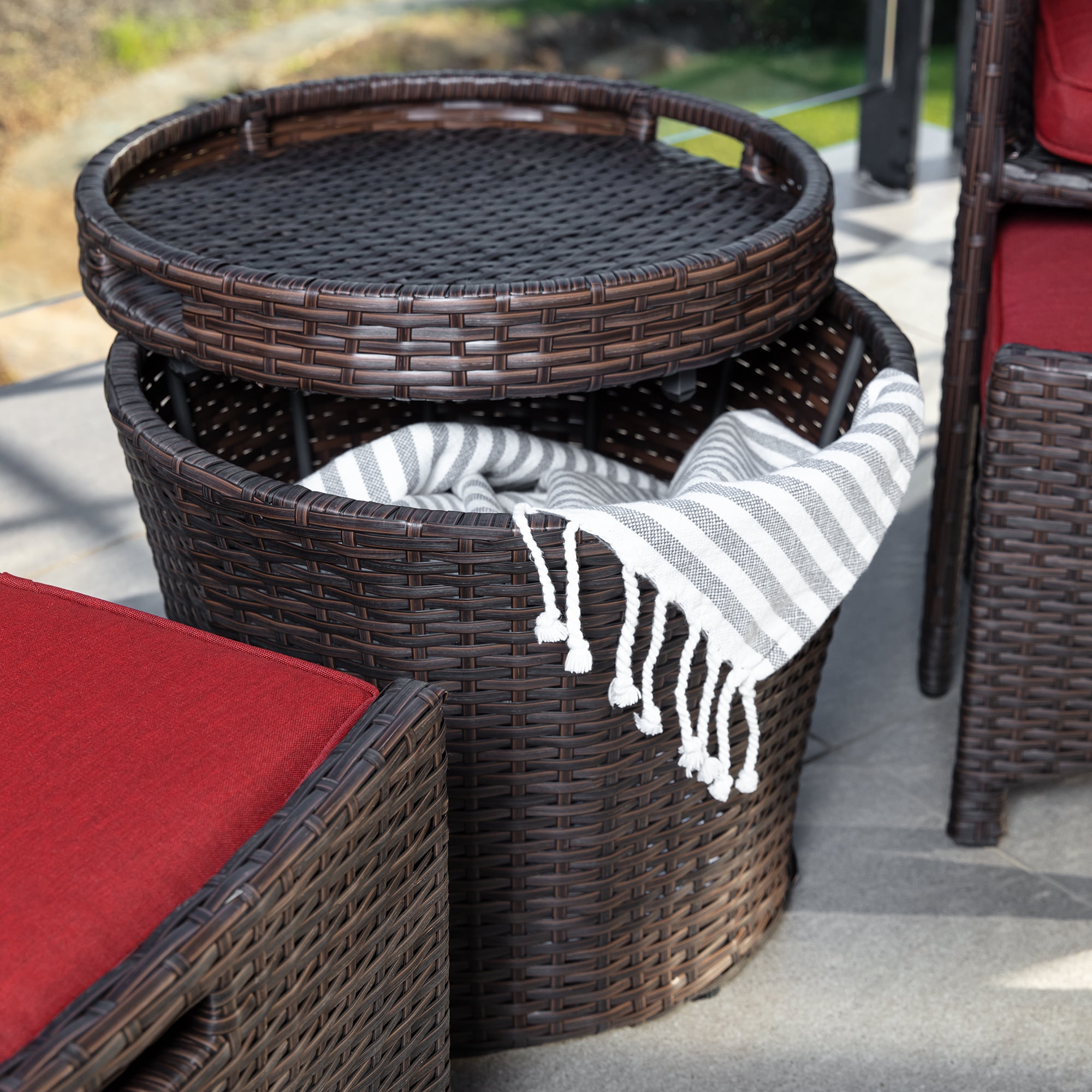 Best Choice Products 5 Piece Wicker Patio Furniture Set with Seating and Storage Table Red No Assembly Required Walmart