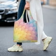 thumbnail image 6 of Single Shoulder Commuter Canvas Bag Large Capacity Can Be Carried Or Shoulder Storage For Daily Shopping Trips Lightgreen Tie Dye Background Rainbow Colors_3, 6 of 7