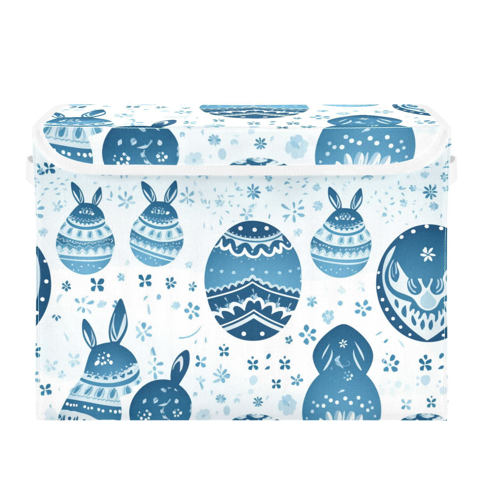 Easter Eggs Boho Storage Basket Foldable Laundry Basket Shelf Kids Toy Storage Container Organizer with Handles