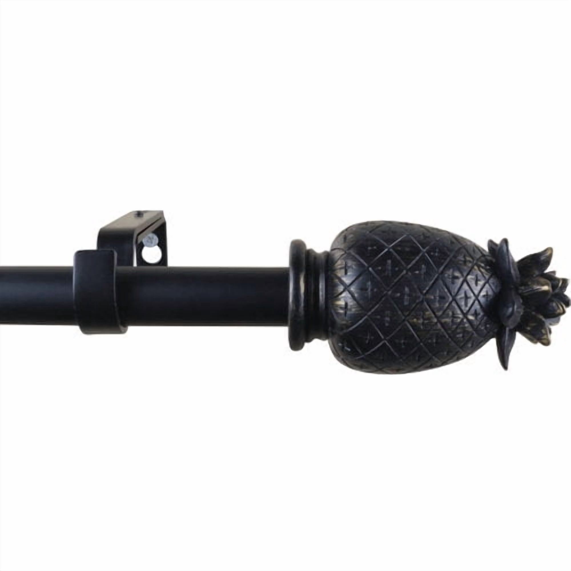 Urbanest Adjustable Single Curtain Rod Set Pineapple Finials – 1 - Inch Diameter, With Cottage Rod, 84–120 Inches