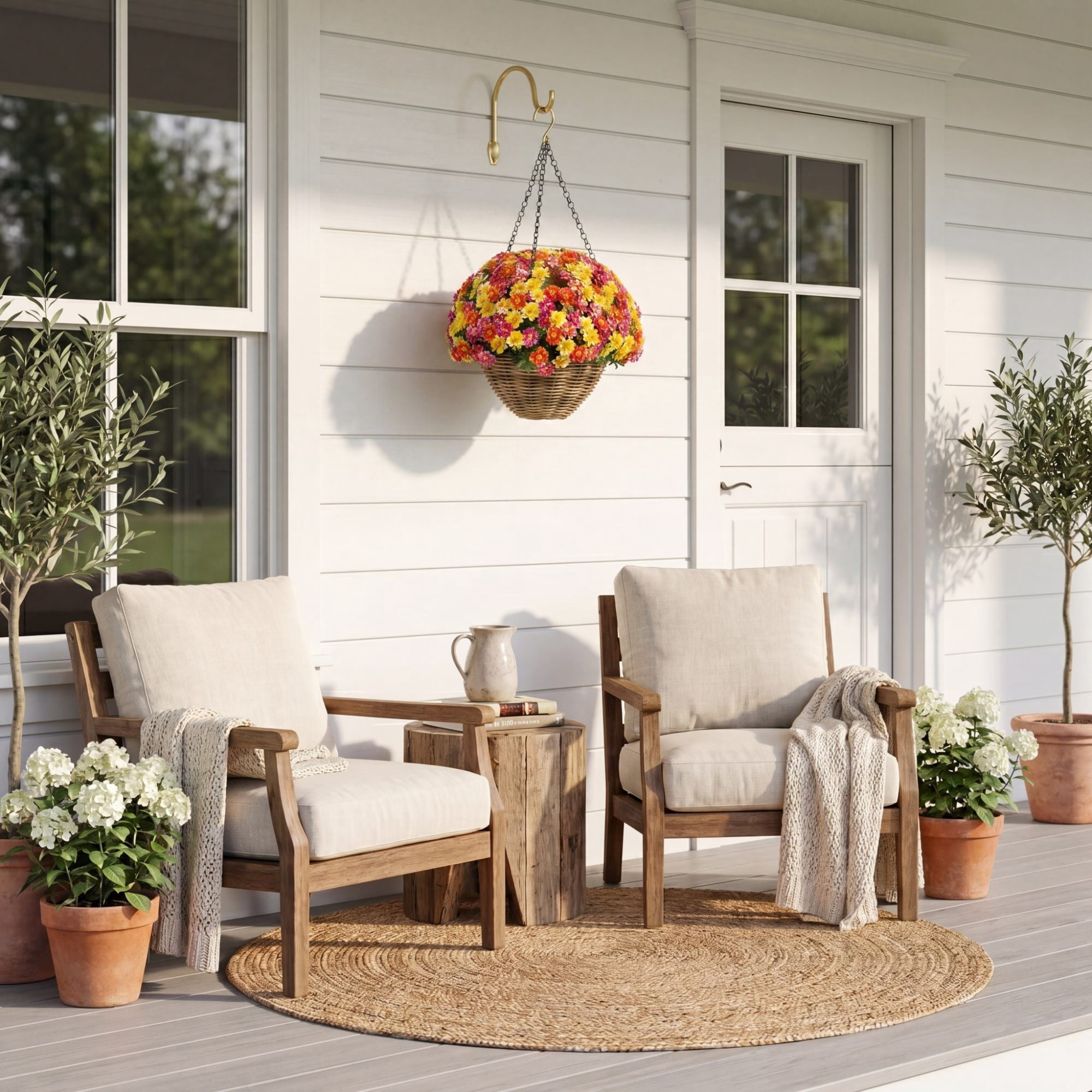 22in. UV Resistant Artificial Mixed Daisy Hanging Basket (Indoor/Outdoor)