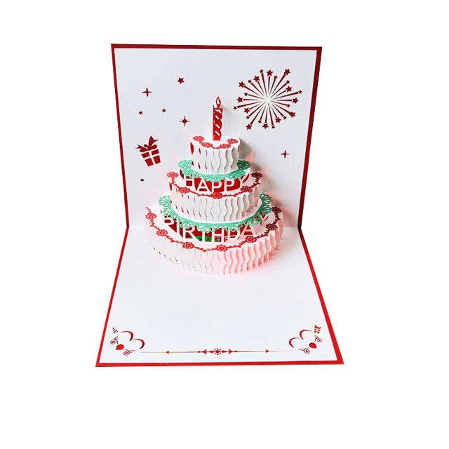 Tarjeta De Cumpleaños Tridimensional Pastel 3d Creativo Personalizado De Alta Gama Hecho A Mano Tallado En Papel Negocios Bendición Música Tarjeta Pequeña Regalo De Vacaciones Bendición Tarjeta De Felicitación ER